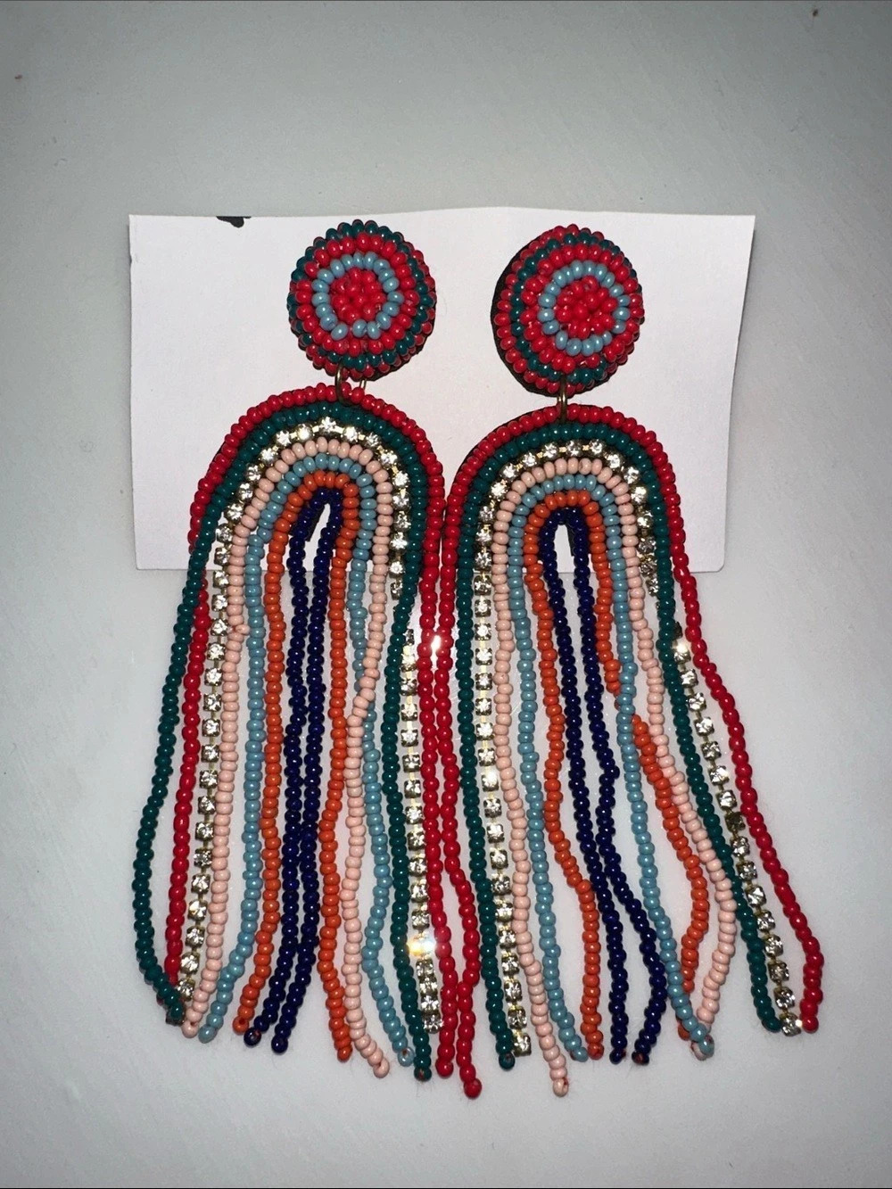 Multicolor Beaded Statement Earrings Like New